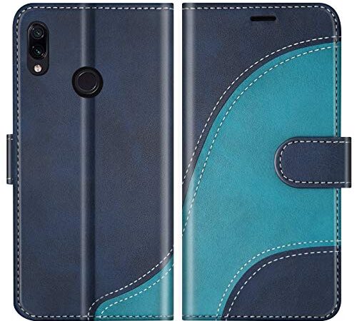 BoxTii Hülle für Xiaomi Redmi Note 7 / Redmi Note 7 Pro, Leder Handyhülle für Xiaomi Redmi Note 7 / Redmi Note 7 Pro, Ledertasche Klapphülle Schutzhülle mit Kartenfächer und Magnetverschluss, Blau