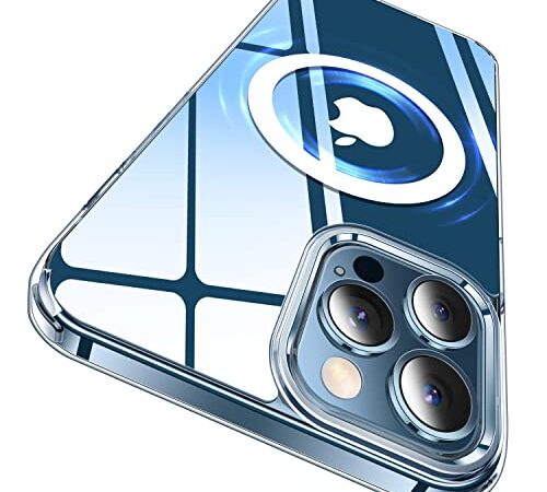 CASEKOO Magnetisch Crystal Clear für iPhone 12 Pro Max Hülle 2022, [Kompatibel mit MagSafe] [Nie Vergilbung] Stoßfeste Schutzhülle (Militärschutz) Dünne Handyhülle iPhone 12 Pro Max Case- Durchsichtig