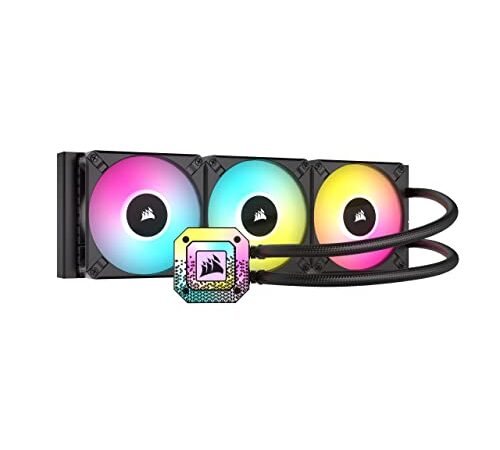Corsair iCUE H150i Elite CAPELLIX XT Liquid CPU Cooler - DREI AF120 RGB Elite Lüfter - 360mm Radiator - Intel LGA 1700, 1200, 115X, 2066, AMD AM5, AM4 - Inklusive iCUE Commander CORE - Schwarz