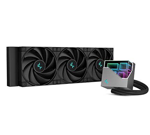 DeepCool Flüssigkeitskühler LT720 360 mm Zweikammerpumpe der 4. Generation 3100 U/min Multidimensionaler Infinity-Spiegel ARGB-Block 300 W TDP AIO-Kühler Auslaufsicherer Tech-CPU-Wasserkühler