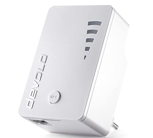 devolo WLAN Repeater, WiFi Repeater ac -bis zu 1.200 Mbit/s, Mesh WLAN Verstärker, WLAN Access Point, WLAN Steckdose, 1x Gigabit LAN Anschluss weiß