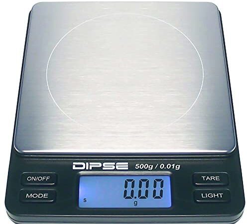 Dipse Digitale Laborwaage TP-500 x 0,01 - Feinwaage mit 0,01g genauer Auflösung Digitalwaage bis 500g / 0,5 kg Wägebereich 500 x 0,01g, Farbe Schwarz