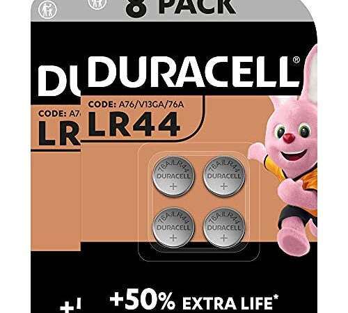 Duracell Specialty LR44 Alkali-Knopfzelle 1,5 V, 8er-Packung (76A/A76/V13GA) entwickelt für die Verwendung in Spielsachen, Taschenrechnern und Messgeräten [Amazon exklusiv]