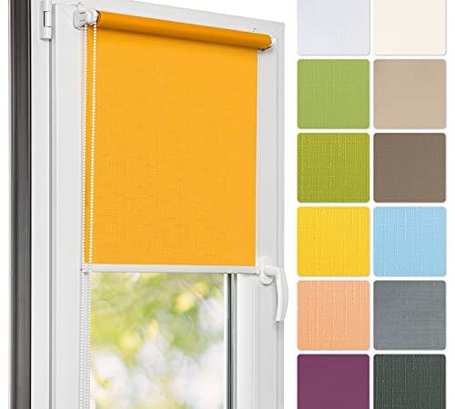 Estika Sichtschutz Rollo für Fenster ohne Bohren nach maß, 24 Farben, Breite 30-129 cm, Höhe 150 cm und 220 cm, Fenster rollos für innen, Klemmfix Montage, Jalousien Fenster