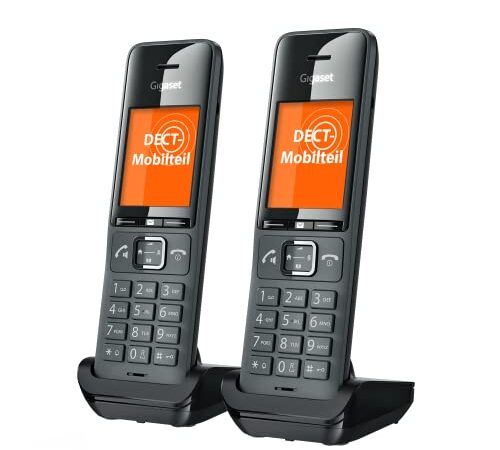 Gigaset Comfort 520HX Duo - 2 DECT-Mobilteile mit Ladeschale - Elegantes Schnurloses Telefon für Router & DECT-Basis -Fritzbox-kompatibel, top Audioqualität mit Freisprechfunktion, titan-schwarz