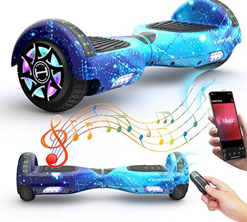 iHoverboards Hoverboards, 6,5 Zoll Vollgummireifen mit coolen LED, Hoverboards für Kinder mit Bluetooth Lautsprecher, 350W Dual-Motor, Anti-Rutsch-Pedal, zart rosa, Geschenkauswahl für Kinder