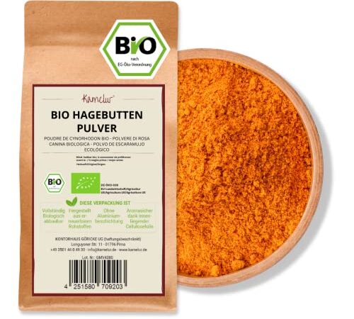 Kamelur Bio Hagebuttenpulver - 1kg - Rohkost Hagebuttenpulver Bio aus EU-Anbau ohne Zusätze