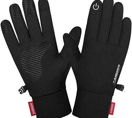 Lapulas Handschuhe Herren Damen Laufhandschuhe Dünn Touchscreen Sporthandschuhe Fitness Warme rutschfest Winddichte Fahrradhandschuhe für Joggen Laufen Radfahren Wandern Trekking Schwarz