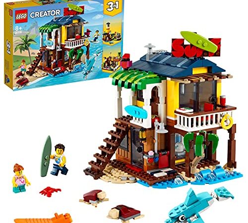 LEGO 31118 Creator 3-in-1 Surfer-Strandhaus, Leuchtturm, Poolhaus und Minifiguren, kreatives Spielzeug ab 8 Jahren, Geschenk für Mädchen und Jungen
