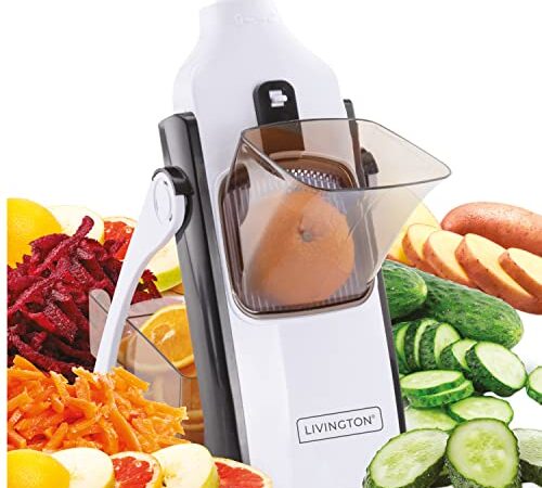 Livington Küchenset mit TurboCut Universalhobel & Mikrofasertuch - Gemüseschneider mit 3 Klingeneinstellungen für dicke oder feine Scheiben & Reinigungstuch für jeden Zweck