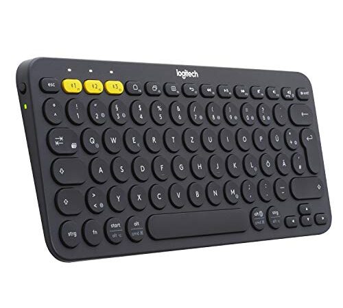 Logitech K380 Kabellose Bluetooth-Tastatur, Multi-Device & Easy-Switch Feature, Windows- und Apple-Shortcuts, PC/Mac/Tablet/Handy/Apple iOS+TV, Deutsches QWERTZ-Layout - Schwarz