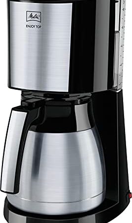 Melitta 1017-08 Enjoy Toptherm Filter-Kaffeemaschine, Edelstahl, schwarz, 12 Tassen
