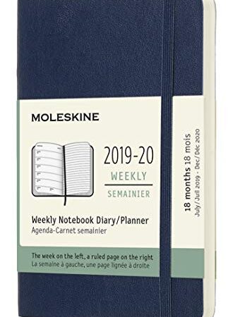 Moleskine Wochen Notizkalender, Taschenkalender, 18 Monate, 2019/2020, Pocket, A6, Soft Cover, Saphir