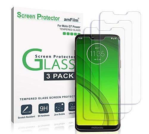 Moto G7 Power Displayschutzfolie (3 Stück), amFilm Gehärtetem Glas für Motorola Moto G7 Power