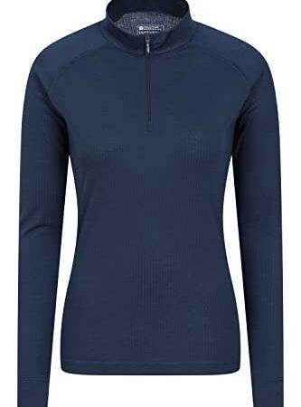 Mountain Warehouse Talus Damen Langarm Winter Baselayer Oberteil, Rundhals -Unterhemd Funktionsunterwäsche Langarmshirt Thermounterwäsche Marineblau 36