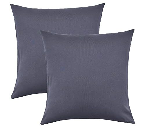 NatureMark 2er Pack Jersey Kissenbezug Kissenhülle Kissenbezüge Seitenschläferkissen Nackenkissen viele Größen und Farben ÖKO-TEX (40 x 40 cm, Anthrazit grau)