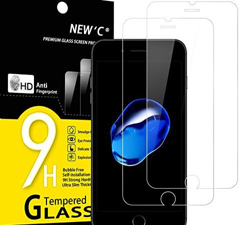 NEW'C 2 Stück, Panzer Schutz Glas für iPhone 7 Plus, iPhone 8 Plus, Frei von Kratzern, 9H Härte, HD Displayschutzfolie, 0.33mm Ultra-klar, Ultrabeständig
