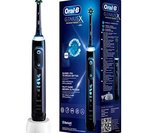 Oral-B Genius X Elektrische Zahnbürste/Electric Toothbrush, 6 Putzmodi für Zahnpflege, künstliche Intelligenz & Bluetooth-App, Geschenk Mann/Frau, Designed by Braun, schwarz