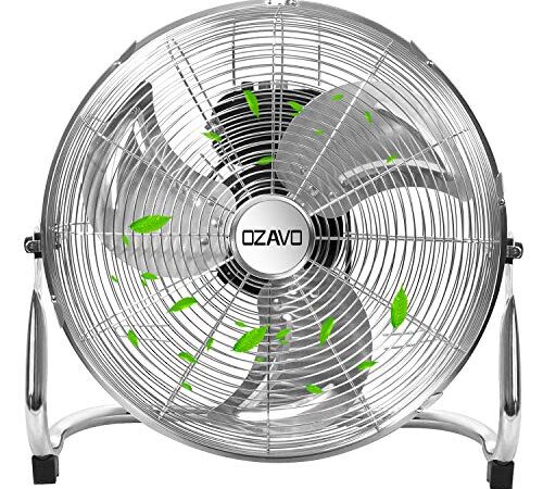 OZAVO Standventilator, Windmaschine ⌀35/45/50 cm mit 3 Laufgeschwindigkeiten, Bodenventilator Power, Tischventilator Metall, Luftkühler, verstellbare Neigungswinkel, 50/80/100 W (50CM)