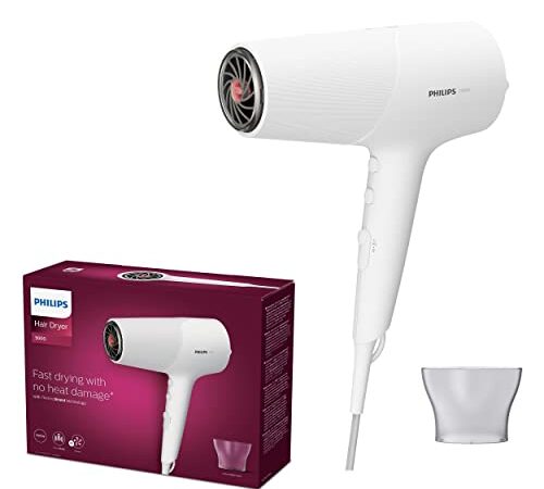 Philips Haartrockner Series 5000 mit ThermoProtect Technologie BHD500/00, White Metalic