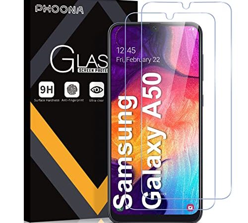 Phoona [2 Stück Schutzfolie für Samsung Galaxy A50/ A50S/ A30S,Anti-Kratz,9H Härte,Anti-Blasenfrei,Ultra-klar,Schutzglas Displayschutzfolie für Samsung a50s