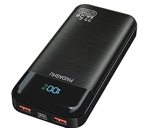 Power Bank 27000mAh 22,5W Externer Handyakku PD20W Schnell Aufladende Powerbank USB C mit LED Display 3 Ausgängen & 2 Eingängen Tragbares Ladegerät für Smartphones