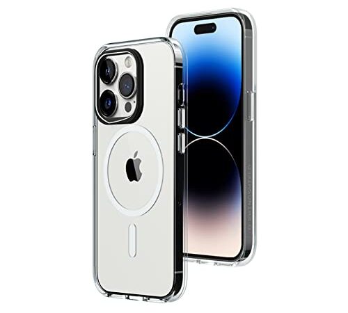 RhinoShield Clear Case kompatibel mit MagSafe für [iPhone 14 Pro] | Überragende Magnetstärke, fortschrittliche Vergilbungsresistenz, Kristallklar, optimaler Schutz - Schwarz Kamera-Ring