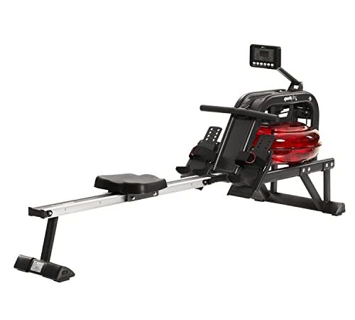 SportPlus Wasserrudergerät für zuhause - Rudergerät mit 6-Fach regulierbarem & realistischem Wasserwiderstand, hochwertiger Trainingscomputer mit Rennsimulator, optional App kompatibel, bis 130kg