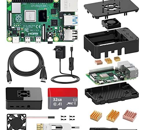 STUUC Raspberry Pi 4 Model B 8GB Ram mit 32GB Speicherkarte, Raspberry Pi 4B Kit mit Quad-Core A72 unterstützt Dual Display 4K/WiFi 2.4G.5G,LAN 1000Mbps/ BT 5.0/USB3.0 Komplettes Zubehör