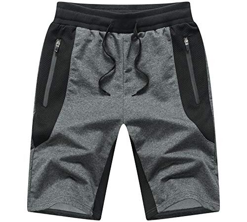 Tansozer Kurze Hosen Herren Mit Taschen Shorts Herren Sommer Sport Gym Shorts Jogginghose Herren Kurz Sweat Kurze Hose MäNner Jogging Shorts Dunkelgrau L
