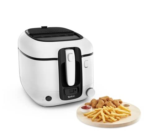 Tefal Fritteuse Super Uno FR3140 | inkl. Timer | Kapazität: 2,2 Liter | Spülmaschinengeeignete Teile | Antihaftbeschichtung | Geruchsfilter | Spritzschutz | Herausnehmbarer Behälter | Weiß/Schwarz