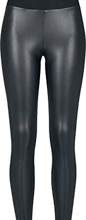 Urban Classics Damen High Waist aus Lederimitat mit Hoher Taille - Ladies Faux Leather Treggins Leggings, Schwarz, M EU