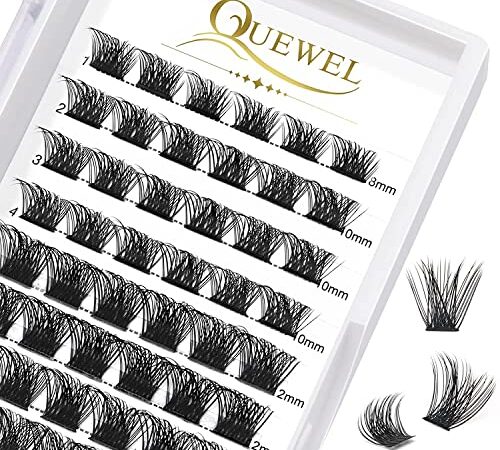 Wimpern Einzeln QUEWEL Einzelne Wimpern Cluster Lashes Mega D Curl MIX8-16 Wimpern Segmente Breit Fundament Individuelle Wimpern für Augen Make-up DIY Wimpernverlängerung(Mega-D-MIX)