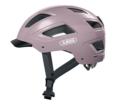 ABUS Stadthelm Hyban 2.0 - Fahrradhelm mit Rücklicht, ABS-Hartschale, guter Passform - für Damen und Herren - Violett Glänzend, Größe M