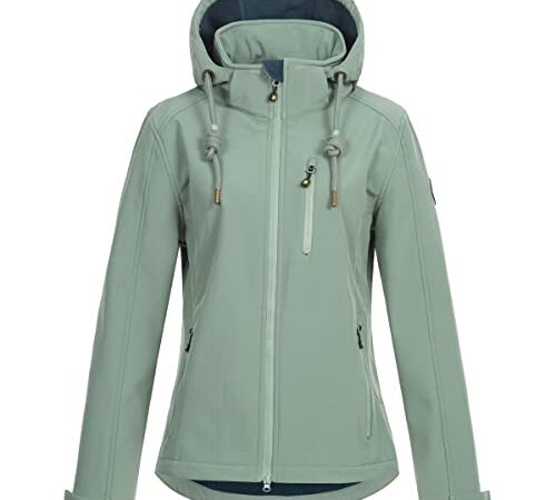 Ankerglut Damen Ankerglutfreude Women's Jacket With Removable Hood Lined Transition Jacket Windbreaker Softshelljacke, slate gray, 40 EU