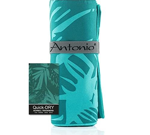 Antonio - Mikrofaser Strandtuch & Badetuch XXL 160 x 80 cm türkis - Damen & Herren Strand-Handtuch & Bade-Handtuch schnelltrocknend leicht groß - Microfaser Towel Handtücher für Yoga, Sport, Unterwegs