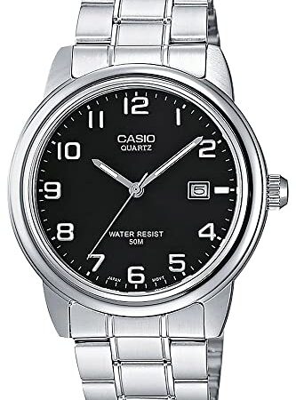 Casio Kollektion Herren Uhr Analog Quarz mit Edelstahlarmband MTP-1221A-1AVEG, Schwarz, único
