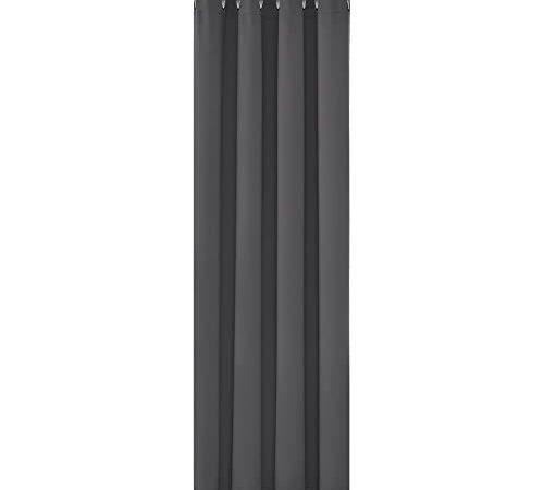 Deconovo Vorhang Verdunkelung Blickdicht Gardinen Wohnzimmer Lärmschutz Thermogardine mit Ösen Schlafzimmer Dicke Thermogardine Kälteschutz warm, 214x132 cm(HöhexBreite), Dunkelgrau, 1 Stück