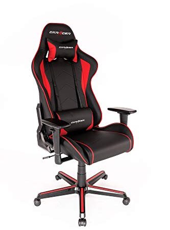 DX Racer Gaming Stuhl Original Formular F08-NR Series, Gamingstuhl Schwarz-Rot, 3-D Armlehne mit Aluminium Drehkreuz, DX Racer Original Robas Lund