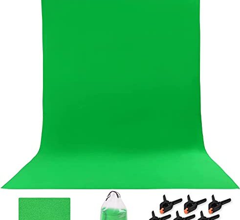 FDGAUCA Greenscreen 1.8x2.8m,Grüner Hintergrund Rollup Stoff Faltbare Hintergrund für Fotostudio,Backdrop Photography mit 6 Stück Federzwingen für Live-Stream,Fotografie,Spezialeffekt.