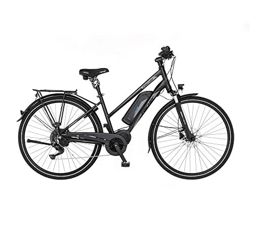 Fischer E-Bike Trekking, VIATOR ETD 1861 Elektrofahrrad für Damen, RH 44 cm, Mittelmotor 80 Nm, 48 V Akku, schwarz matt, 28 Zoll