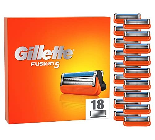 Gillette Fusion 5 Rasierklingen, Ersatzklingen für Nassrasierer Herren mit 5-fach Klinge, 18 Stück