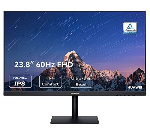 HUAWEI Display 23,8"-60Hz, 60 cm (23,8 Zoll), Full HD FullView Monitor, IPS-Panel (HDMI, 1920 x 1080, 5ms Reaktionszeit), Rahmenloses Design, Eye Comfort, Deutsche Version，Schwarz