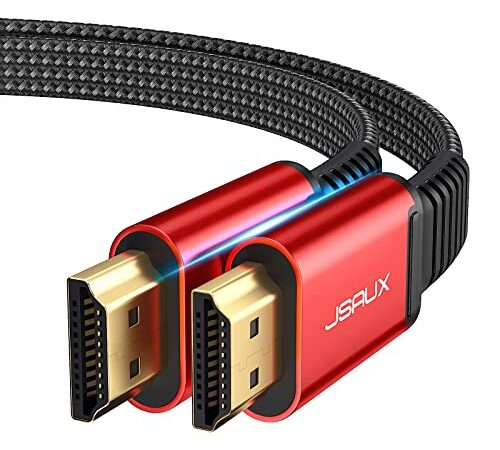 JSAUX 4K HDMI Kabel 3Meter [4K@60Hz,HDMI 2.0,18Gbps] 4K Flach HDMI 2.0 Kabel Highspeed 3M HDMI Nylon Geflochten Kabel Support 4K 3D HDR UHD 2160p 1080p Ethernet ARC PS3/4 TV PC Rot