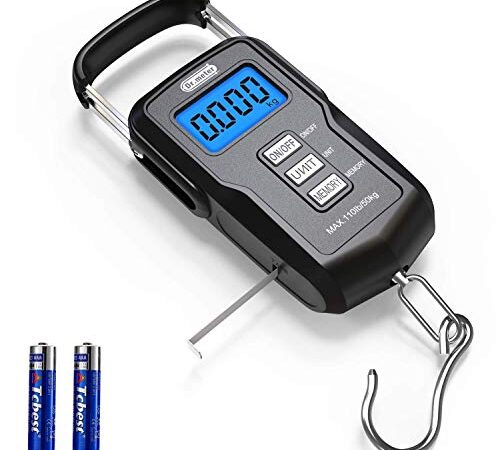 Kofferwaage, Dr.meter 110lb / 50kg Digitale Hängewaage mit hintergrundbeleuchtetem LCD Display, Maßband und 2 AAA Batterien