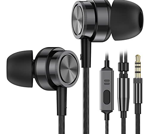 Kopfhörer mit Kabel, In Ear Kopfhörer mit Mikrofon, Geräuschunterdrückung Kopfhörer Stereo und HiFi-Klang, 3.5mm In-Ear Ohrhörer Kompatibel für Samsung Galaxy, iPhone, Smartphone, MP3 Players usw