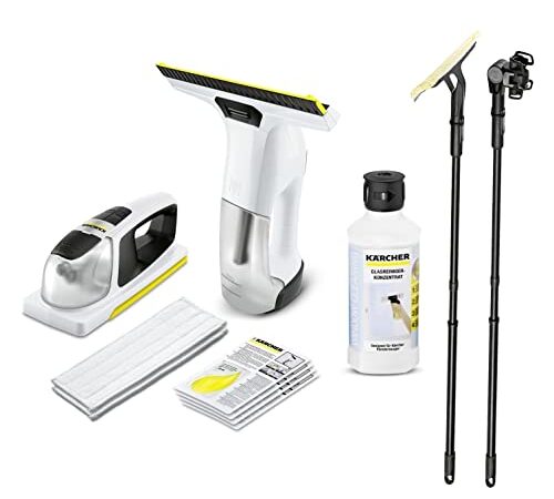 Kärcher Akku Fenstersauger WV 6 Premium weiß + KV 4 Vibrierender Akku Wischer Premium (inkl. 1x Glasreiniger RM500 & Verlängerung)