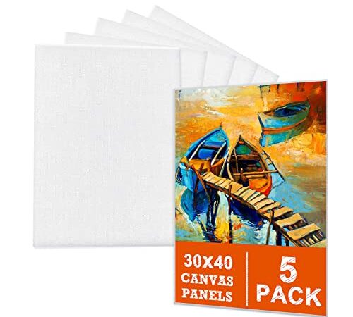 Leinwand zum Bemalen (5er Set) – 30 x 40 cm, Weiße Künstler Panels Leinwand zum Bemalen - Geeignet für Acryl und Öl Malerei Sowie zum Skizzieren und Zeichnen