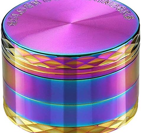 LIHAO Grinder Pollen Crusher Regenbogen Farbe 4-teiliges Set Krautmühle Zinklegierung für Spice, Kräuter, Gewürze, Herb (MEHRWEG)