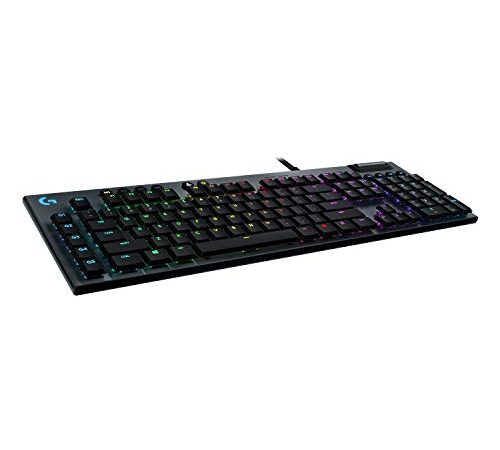 Logitech G815 mechanische Gaming-Tastatur, Taktiler GL-Tasten-Switch mit flachem Profil, LIGHTSYNC RGB, 5 Programmierbare G-Tasten, Multimedia-Bedienelemente, Deutsches QWERTZ-Layout - Carbon